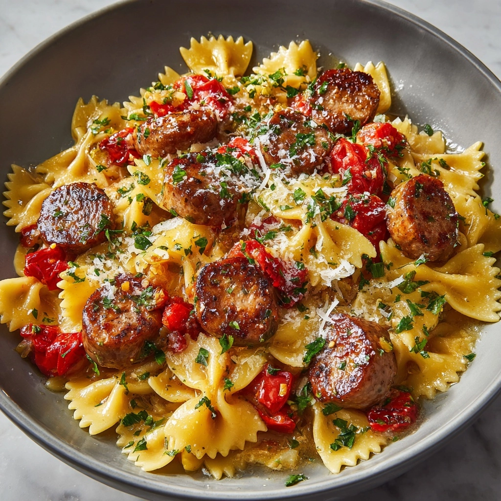 Italian Sausage Bow Tie Pasta Recipe - Recipe Image