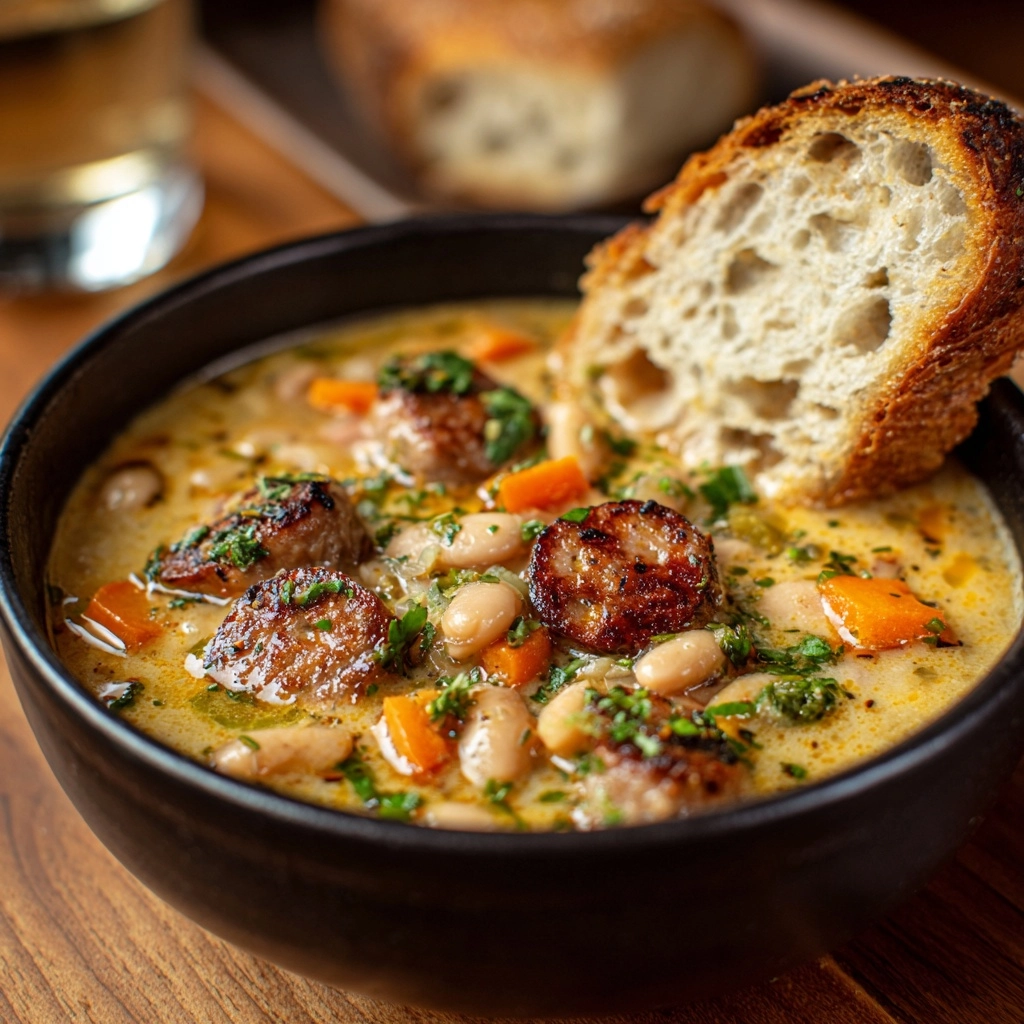 Creamy Bean Soup with Kielbasa Recipe - Recipe Image
