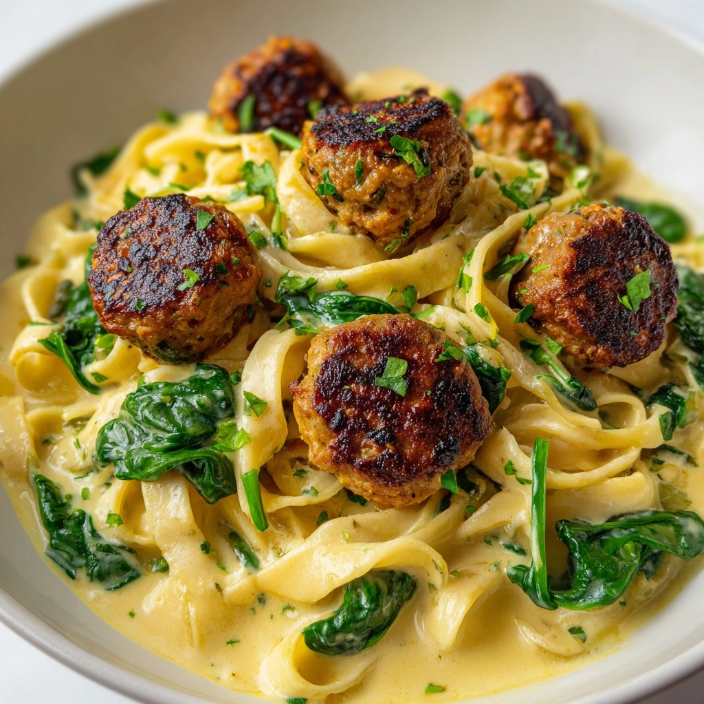 Chicken Ricotta Meatballs in Spinach Alfredo Sauce Recipe - Recipe Image