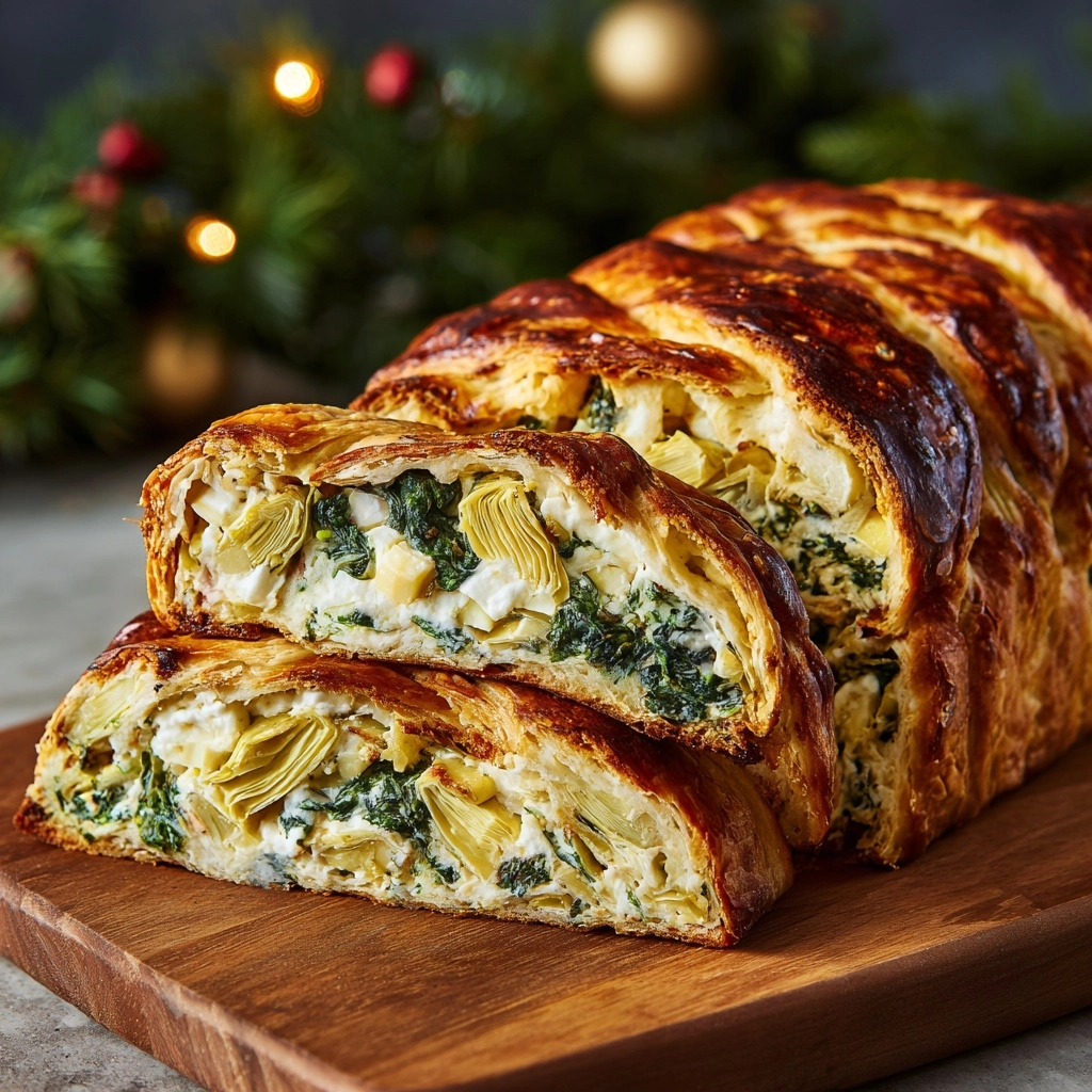 Spinach Artichoke Dip Pull-Apart Christmas Bread Recipe - Recipe Image