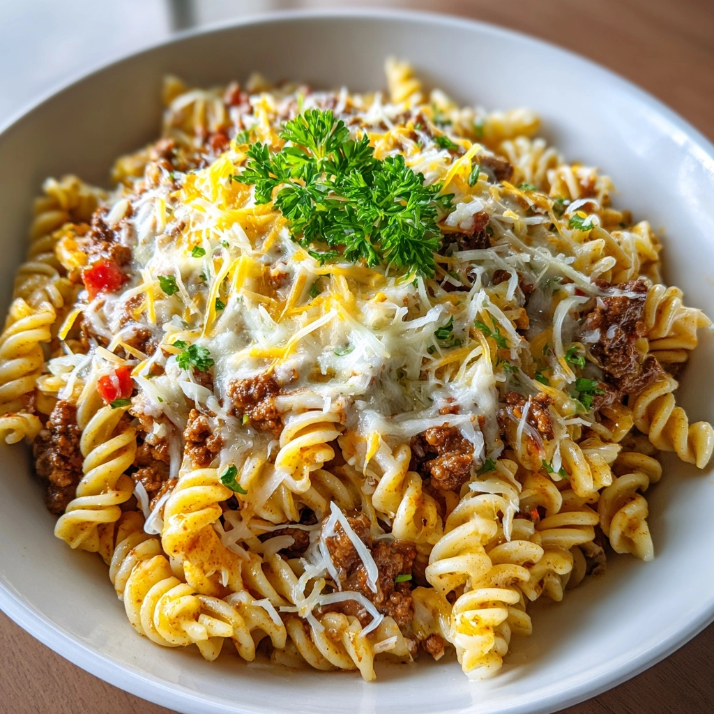 Cheesy Sloppy Cheeseburger Pasta Delight Recipe - Recipe Image