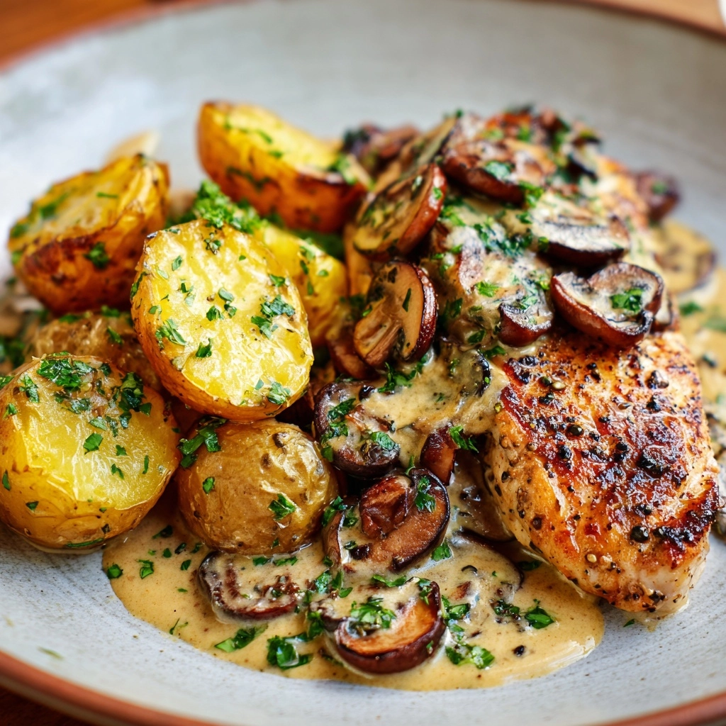 Greek Garlic Chicken with Roasted Potatoes Recipe - Recipe Image