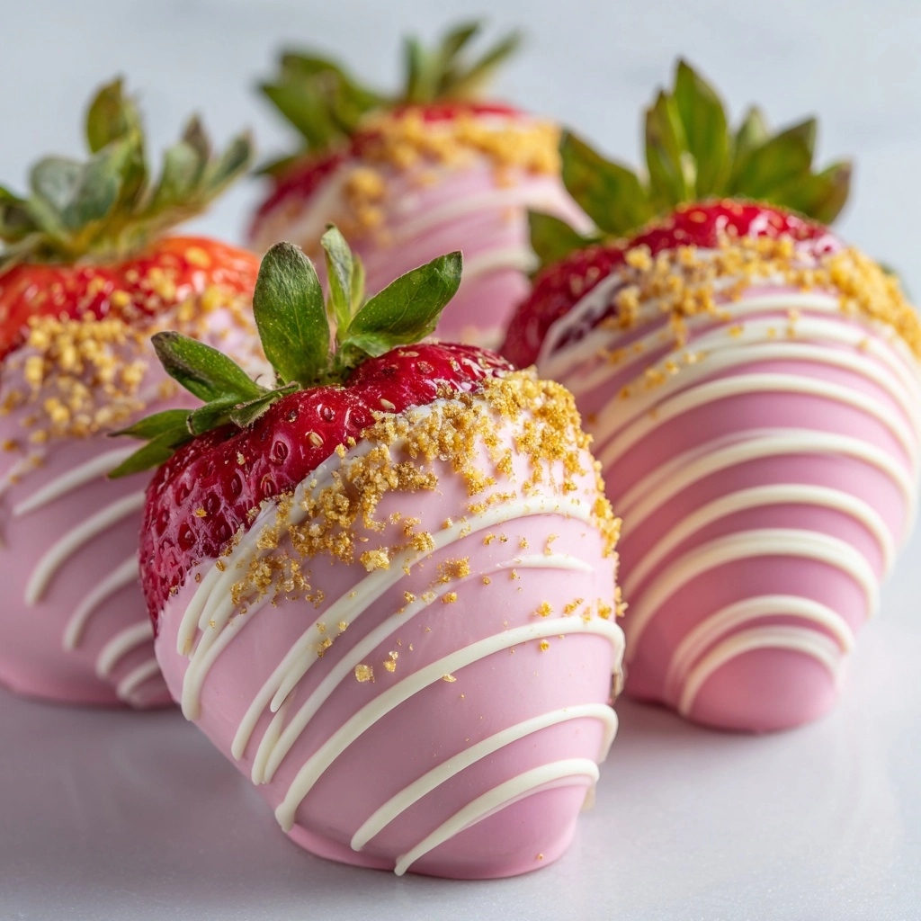 Pink Chocolate Strawberries with White Chocolate Drizzle Recipe - Recipe Image