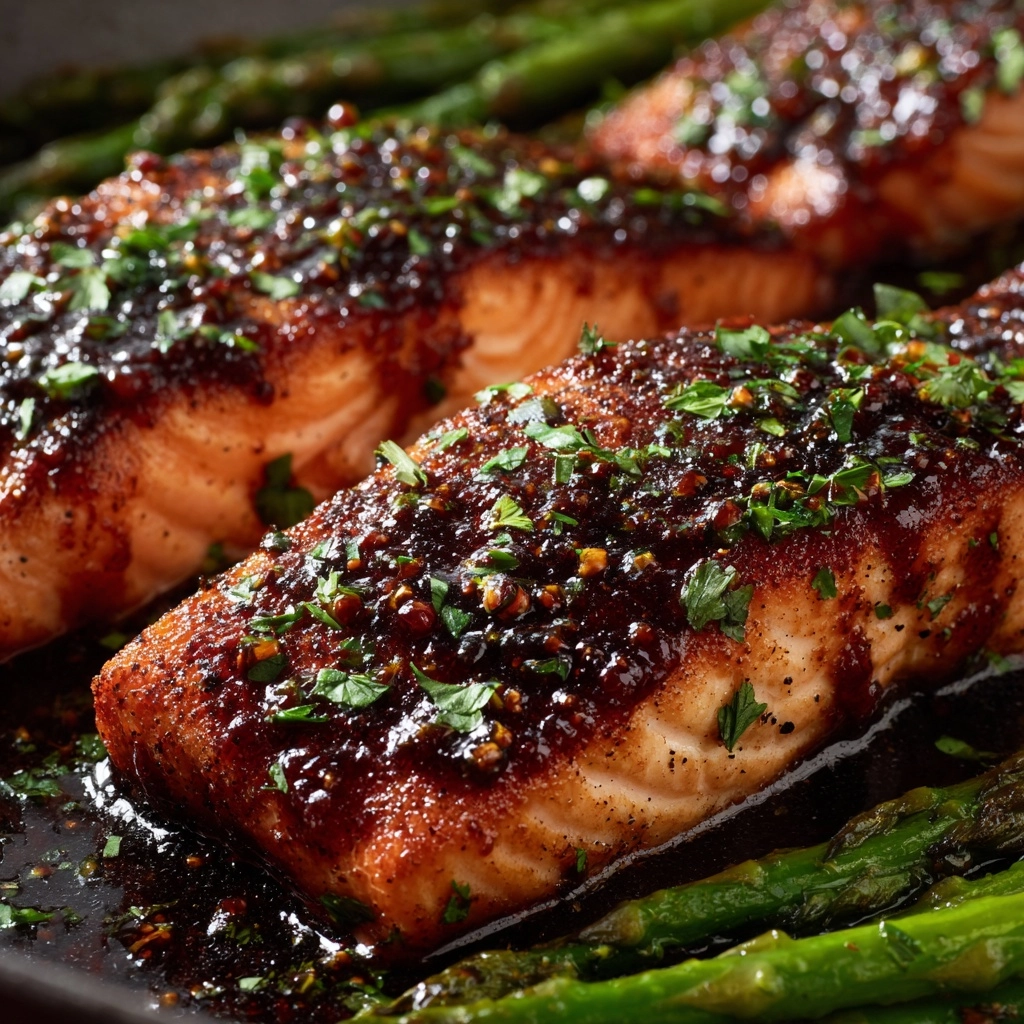 Balsamic Glazed Salmon with Asparagus Recipe - Recipe Image