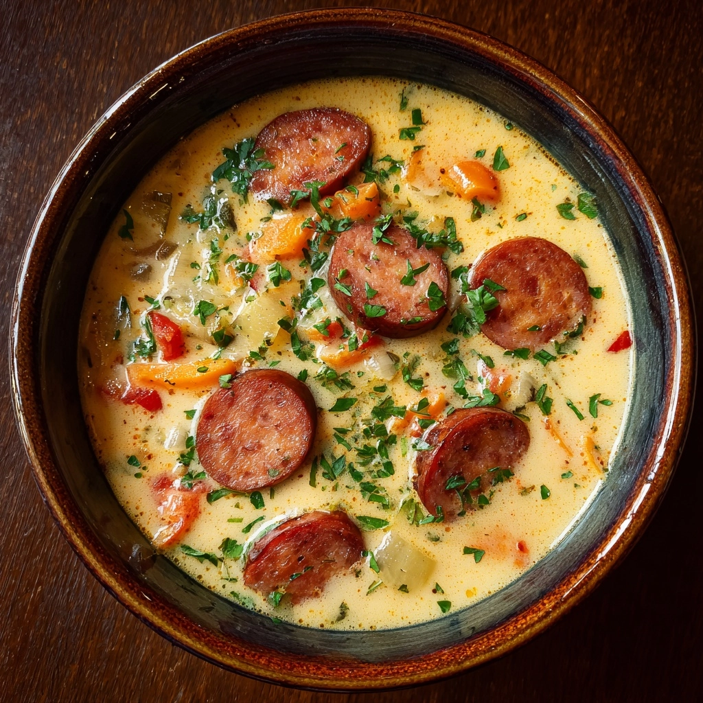Cheesy Rotel Soup with Smoked Sausage Recipe - Recipe Image