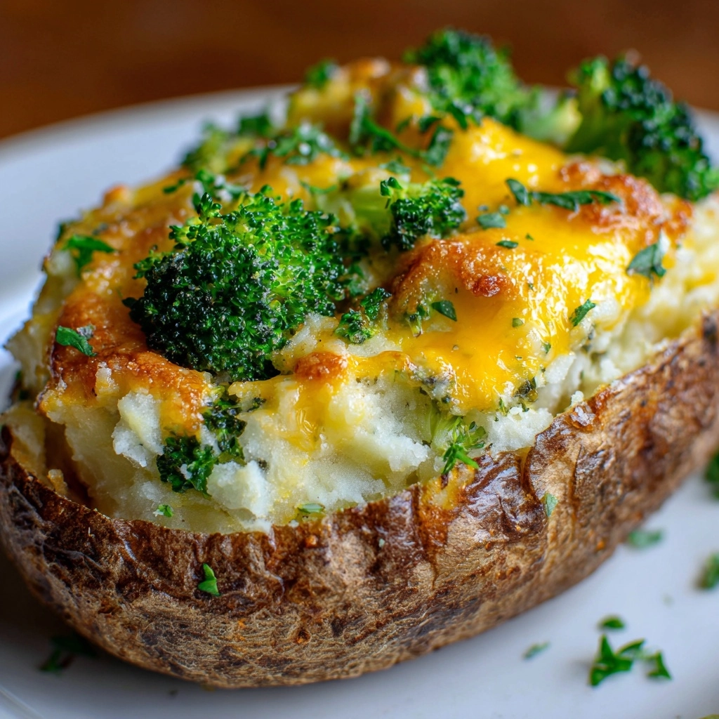 Cheesy Broccoli Twice-Baked Potatoes Recipe - Recipe Image