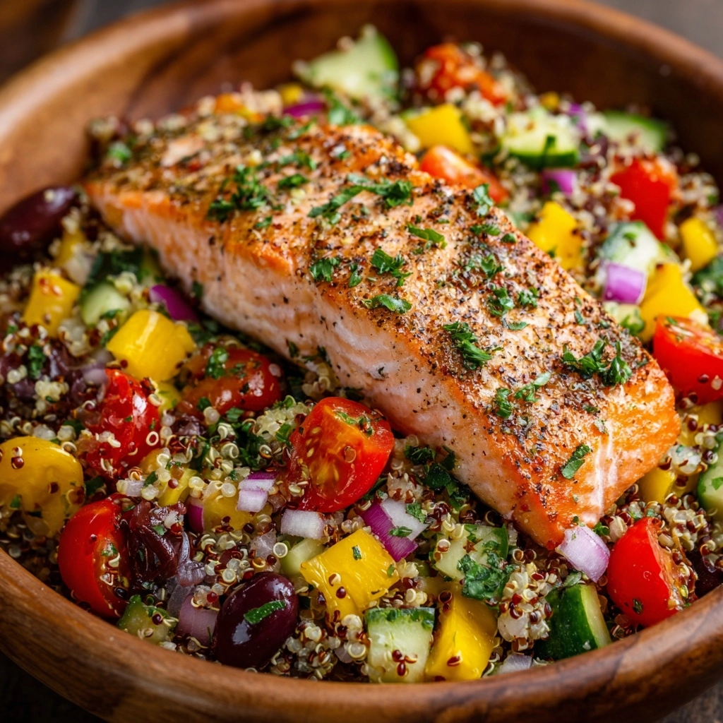 Greek Salmon Quinoa Salad Recipe - Recipe Image