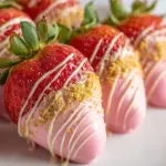 Pink Chocolate Strawberries with White Chocolate Drizzle Recipe