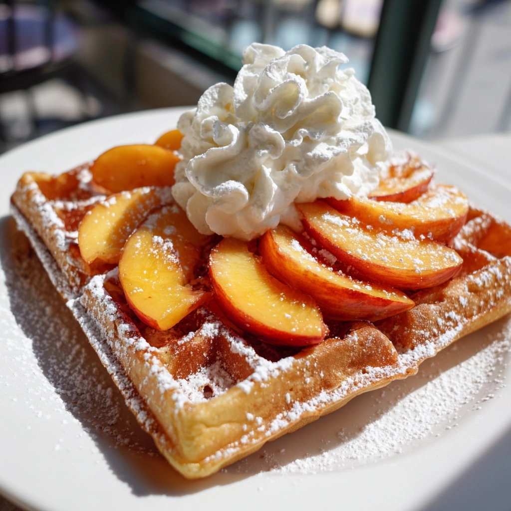 Fluffy Peach Waffles Recipe - Recipe Image