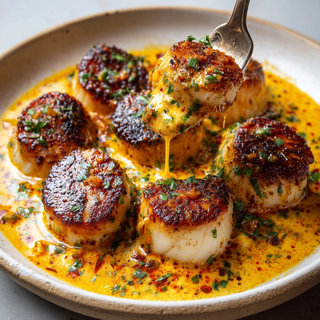 Seared Scallops Cajun Cream Sauce Recipe - Recipe Image