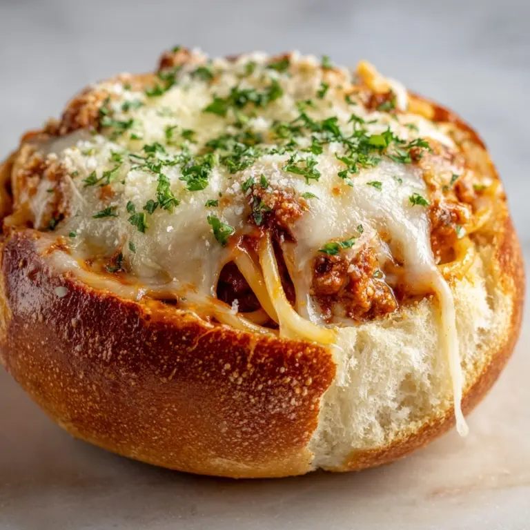 Easy Cheesy Bread Bowl Spaghetti Recipe Delight Recipe