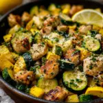 Skillet Lemon Parmesan Chicken with Zucchini and Squash Recipe