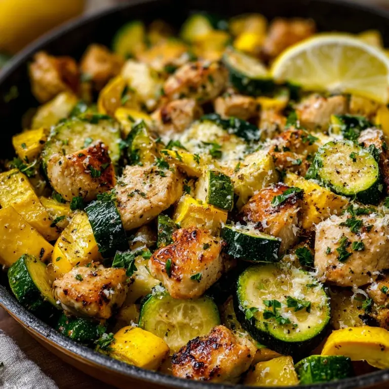 Skillet Lemon Parmesan Chicken with Zucchini and Squash Recipe