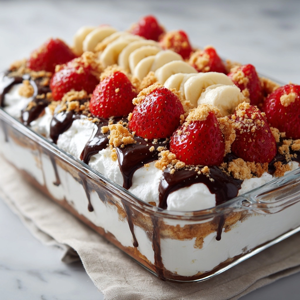 No-Bake Banana Split Dessert Recipe - Recipe Image