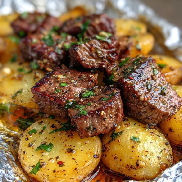 Garlic Steak and Potato Foil Packs Recipe