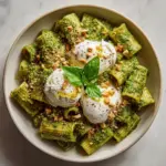 Creamy One Pot Rigatoni with Basil-Pistachio Pesto & Burrata Recipe