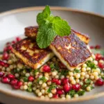 Halloumi & Pomegranate Couscous Salad with Mint-Lemon Dressing Recipe