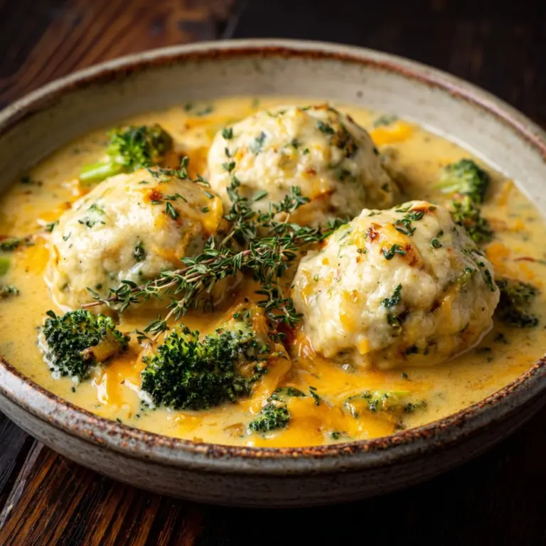 One Pot Broccoli Cheddar and Dumplings Recipe