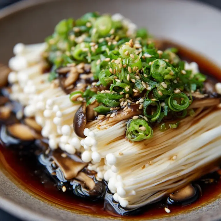 Enoki Mushrooms with Garlic & Scallion Sauce Recipe