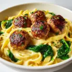 Chicken Ricotta Meatballs in Spinach Alfredo Sauce Recipe