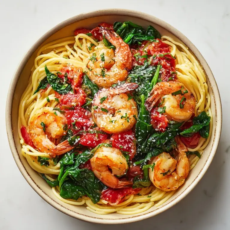 Tomato Spinach Shrimp Pasta Recipe