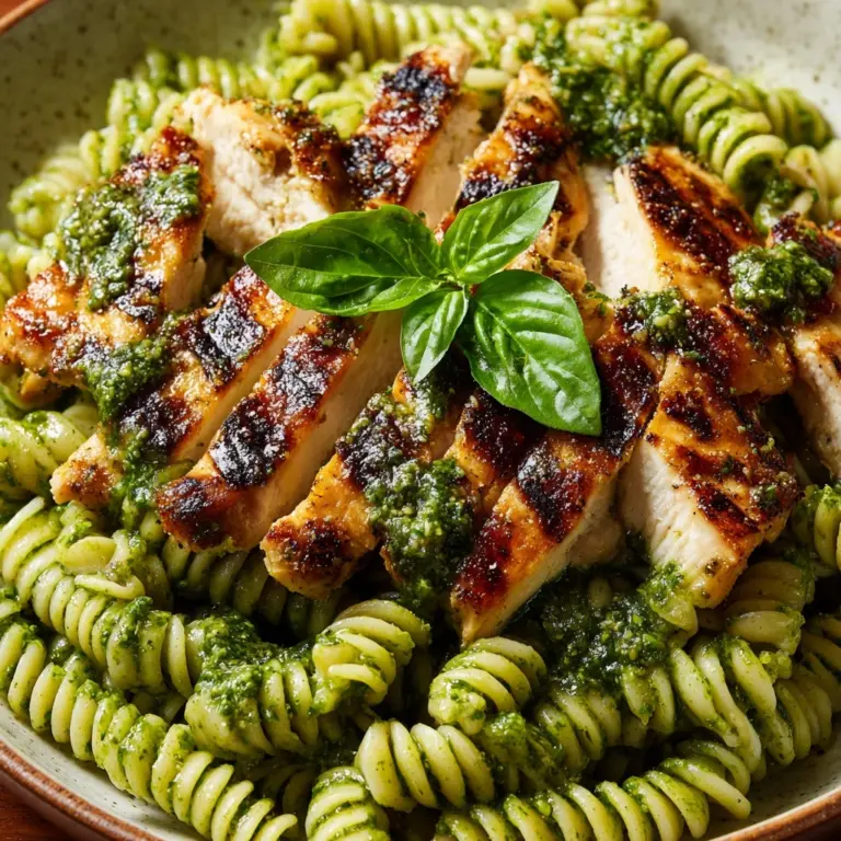 Pasta with Spinach Pesto and Grilled Chicken Recipe