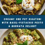Creamy One Pot Rigatoni with Basil-Pistachio Pesto & Burrata Recipe