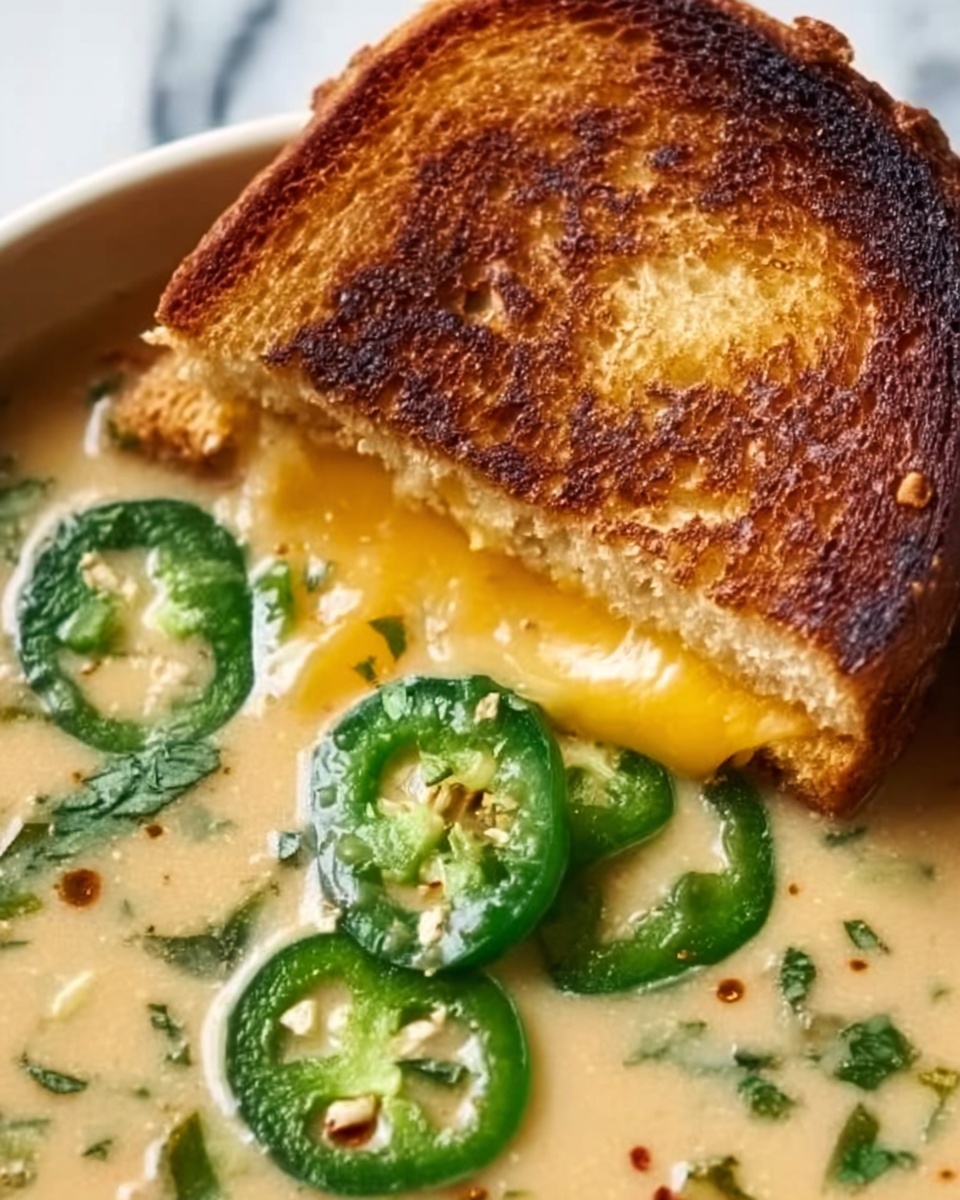 Spicy Jalapeño Popper Soup with Grilled Cheese Dippers Recipe - Recipe Image