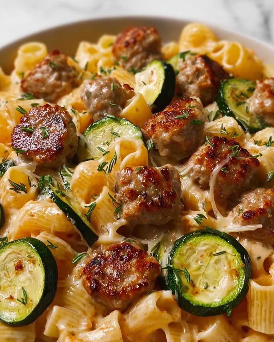 Chicken Sausages with Zucchini, Tomato, and Pasta Recipe - Recipe Image
