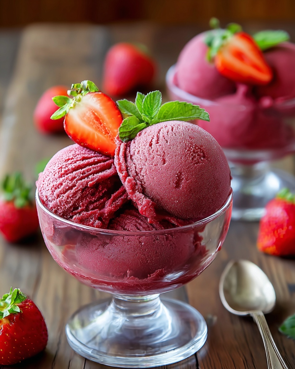 Homemade Strawberry Sorbet Recipe - Recipe Image