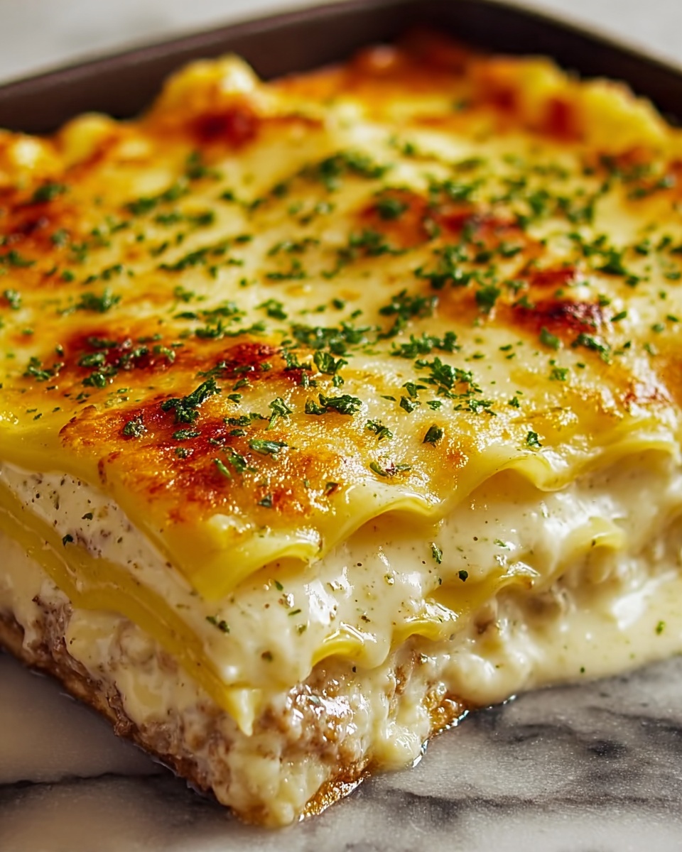 Creamy Garlic Butter Shrimp Scampi Lasagna with Lemon and Parmesan Recipe - Recipe Image