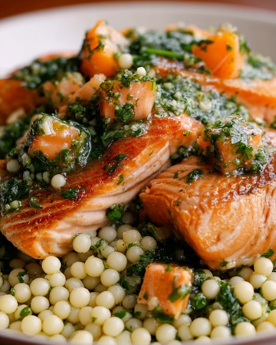 Herbed Pearl Couscous and Salmon Recipe - Recipe Image
