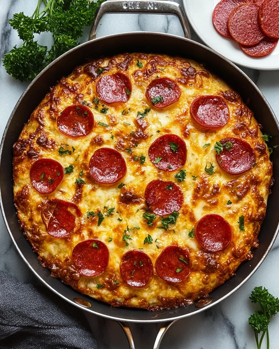 Crustless Turkey and Pepperoni Pizza Recipe - Recipe Image