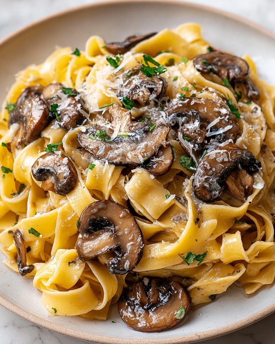 Creamy Garlic Mushroom Pasta Recipe - Recipe Image