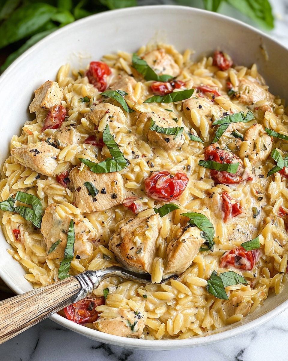 Slow Cooker Creamy Tuscan Chicken Orzo Recipe - Recipe Image
