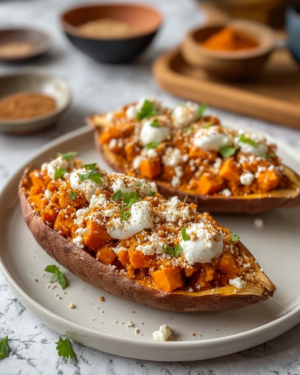 Stuffed Sweet Potatoes with Brown Sugar, Cinnamon, and Mini Marshmallows Recipe - Recipe Image
