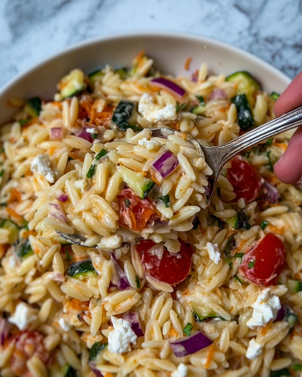 One Pan Baked Feta Veggie Orzo Recipe - Recipe Image