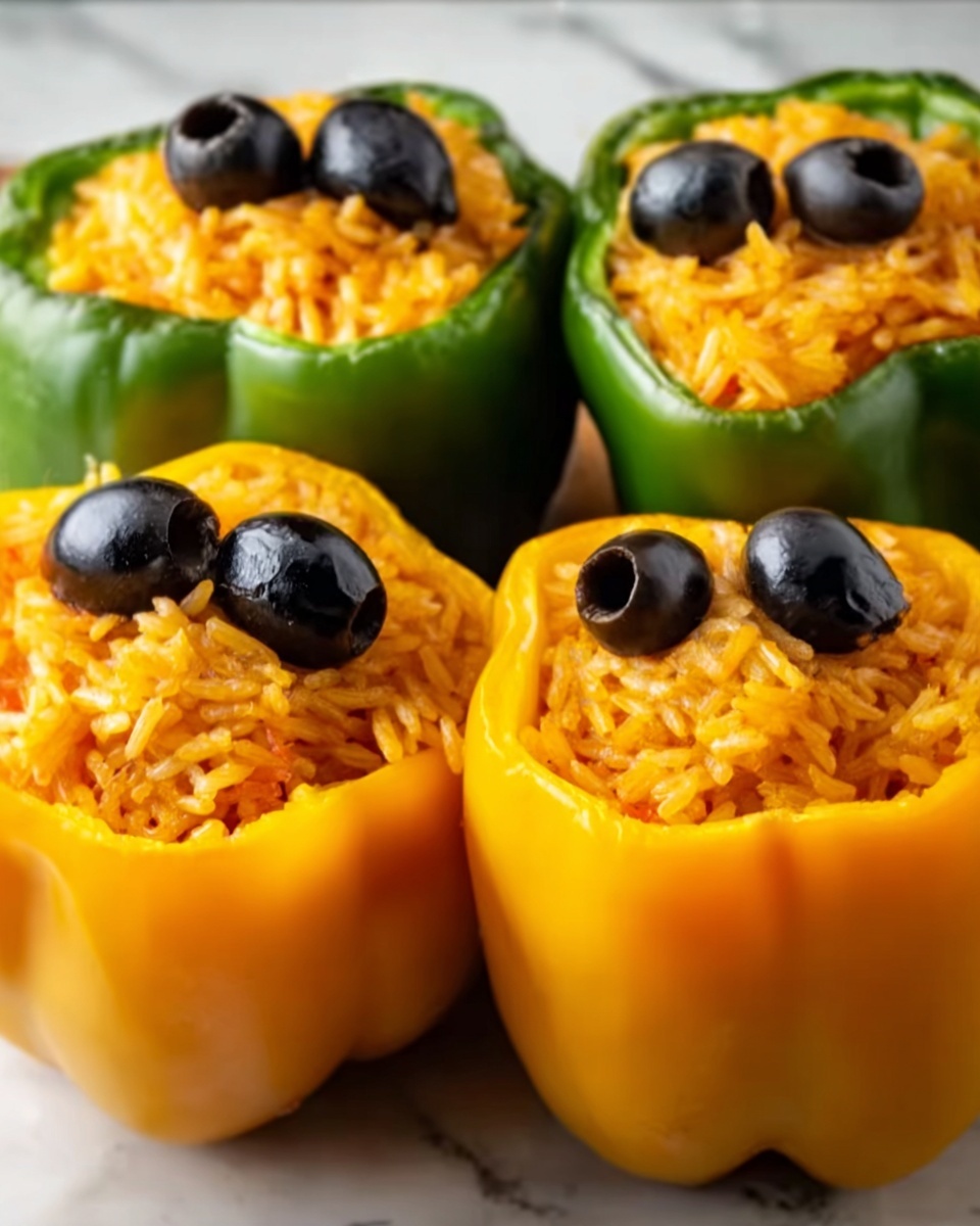 Halloween Shredded Chicken & Rice Stuffed Peppers Recipe - Recipe Image