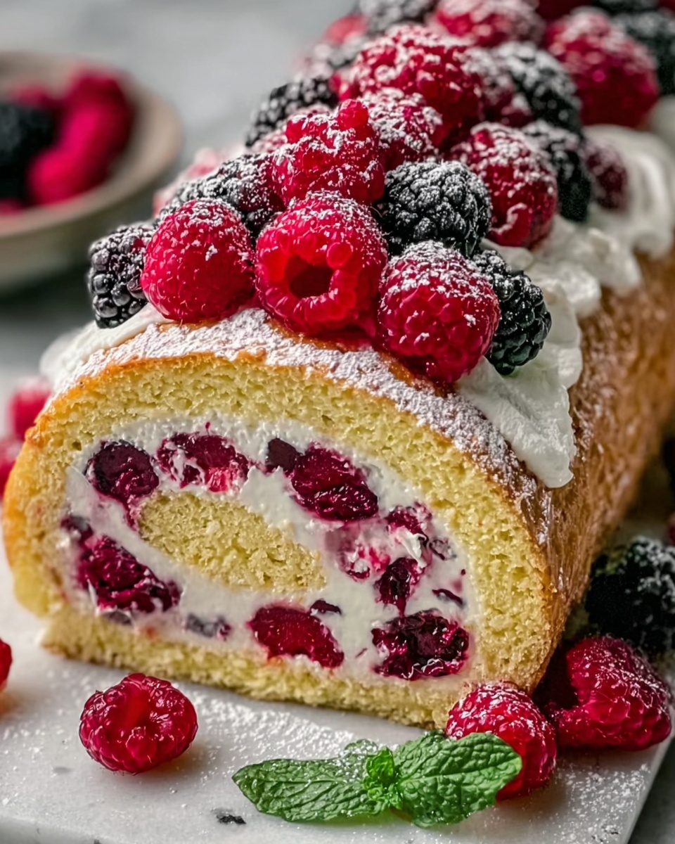 Raspberry Cream Roll Cake Recipe - Recipe Image