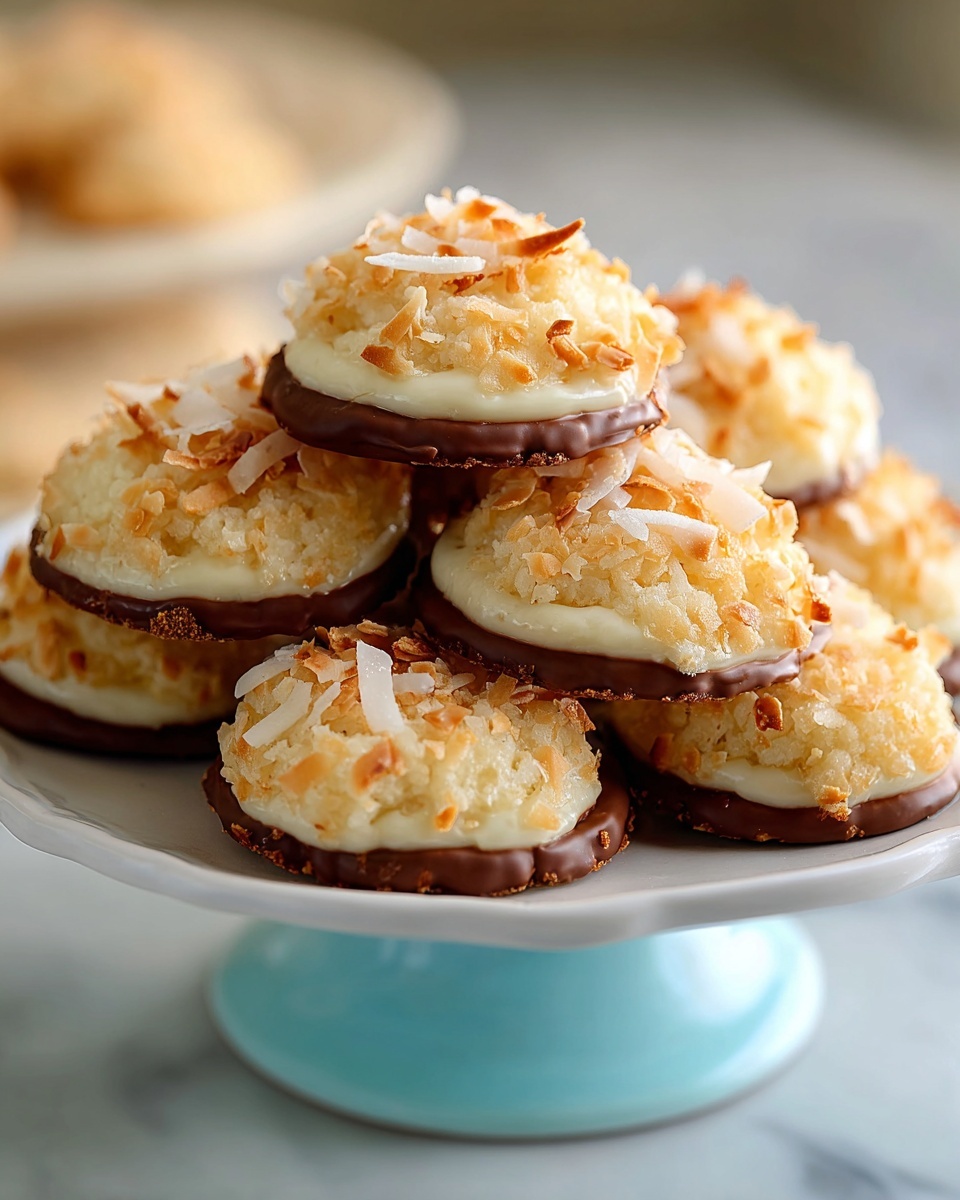 Coconut Macaron Cookie Nests with Chocolate Filling Recipe - Recipe Image