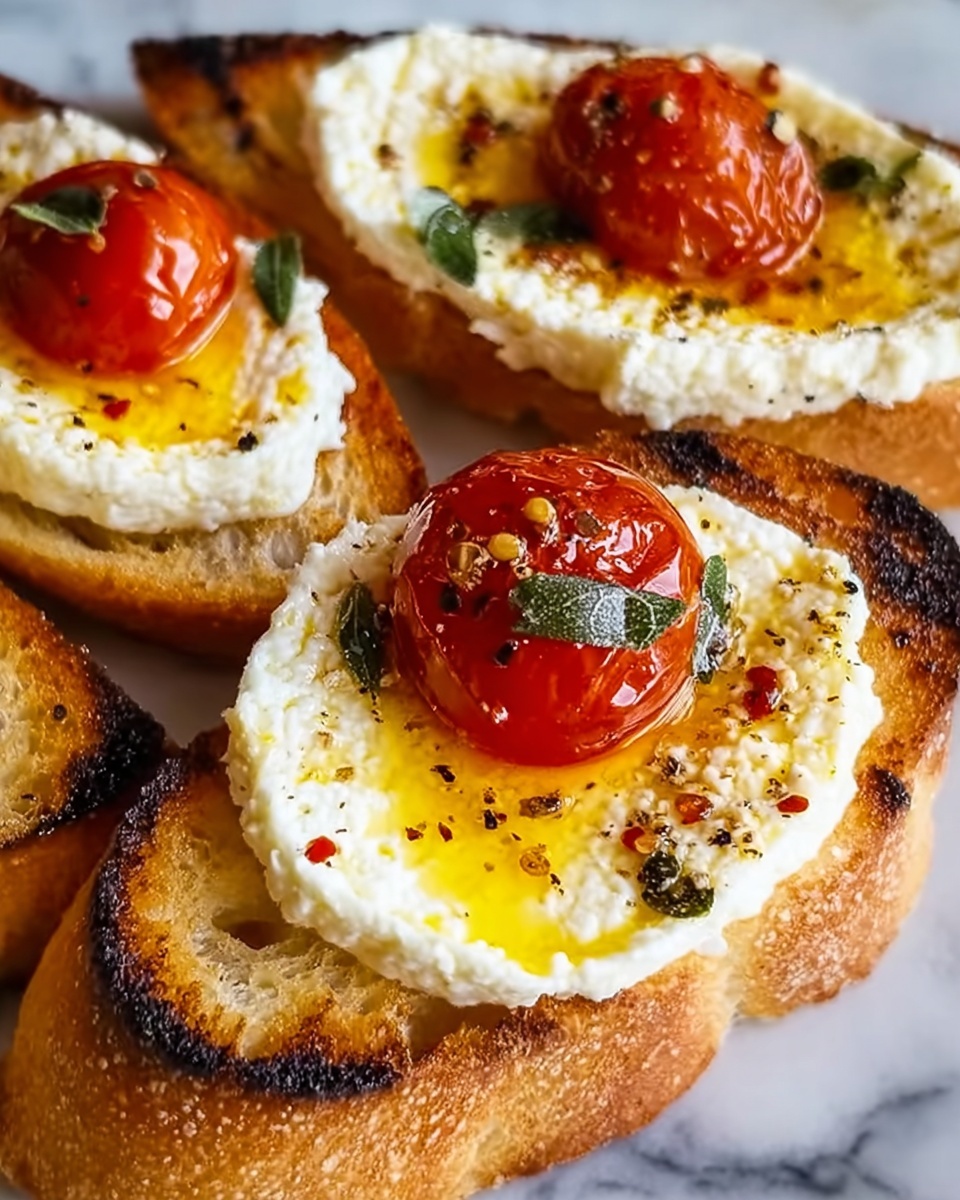 Whipped Feta Bruschetta with Cherry Tomatoes and Basil Recipe - Recipe Image