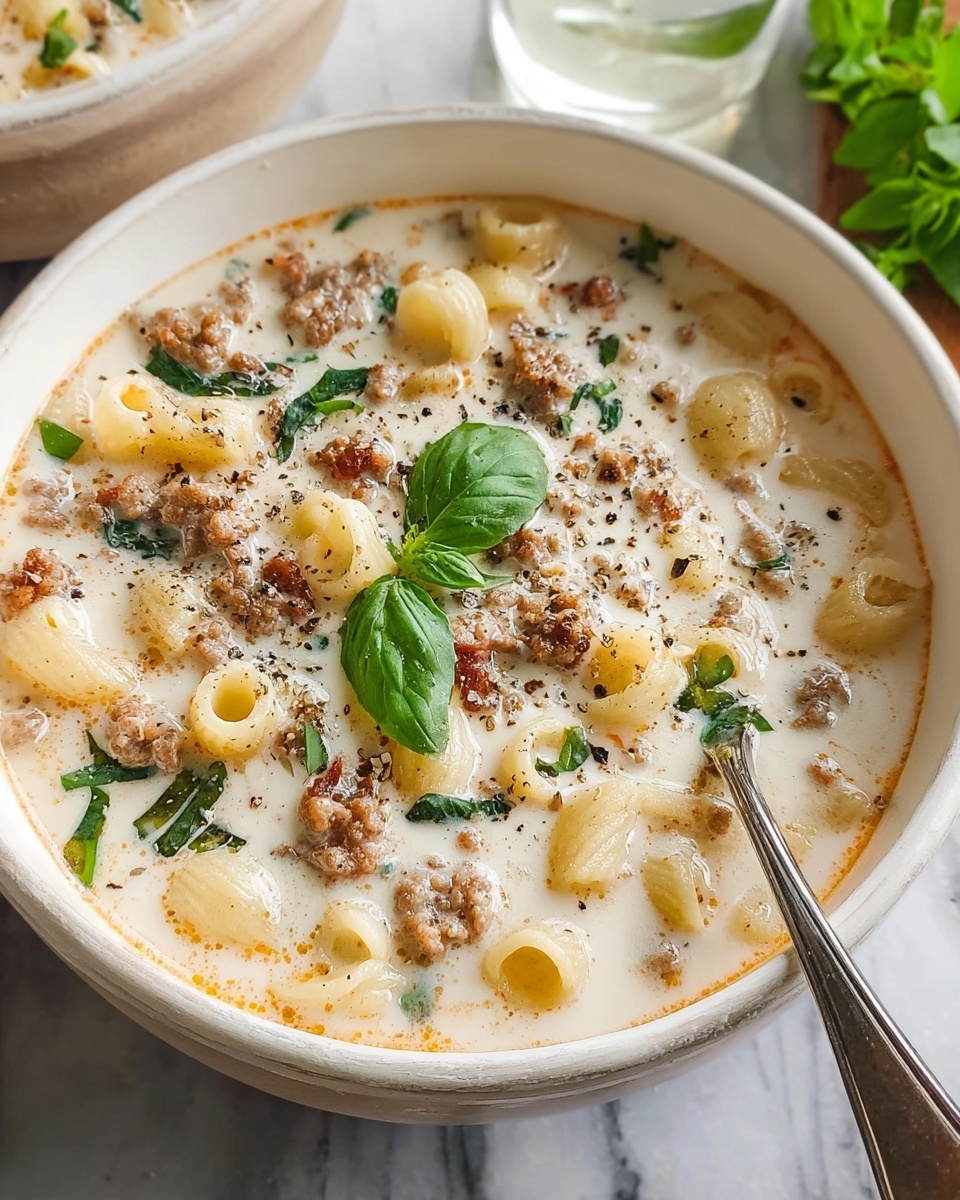 Creamy Parmesan Italian Sausage Ditalini Soup Recipe - Recipe Image