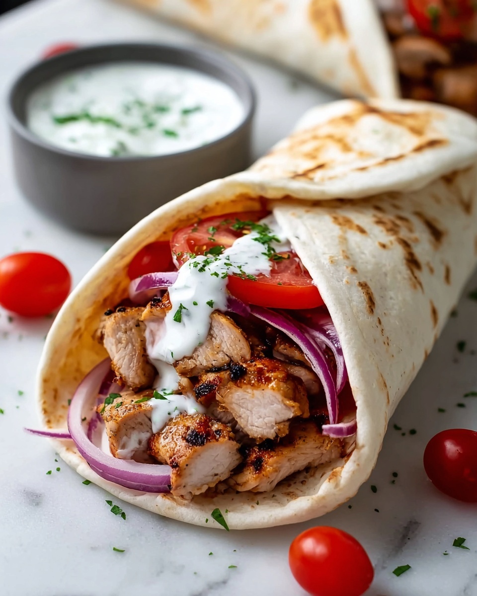 Chicken Gyros with Tzatziki and Fresh Veggies Recipe - Recipe Image
