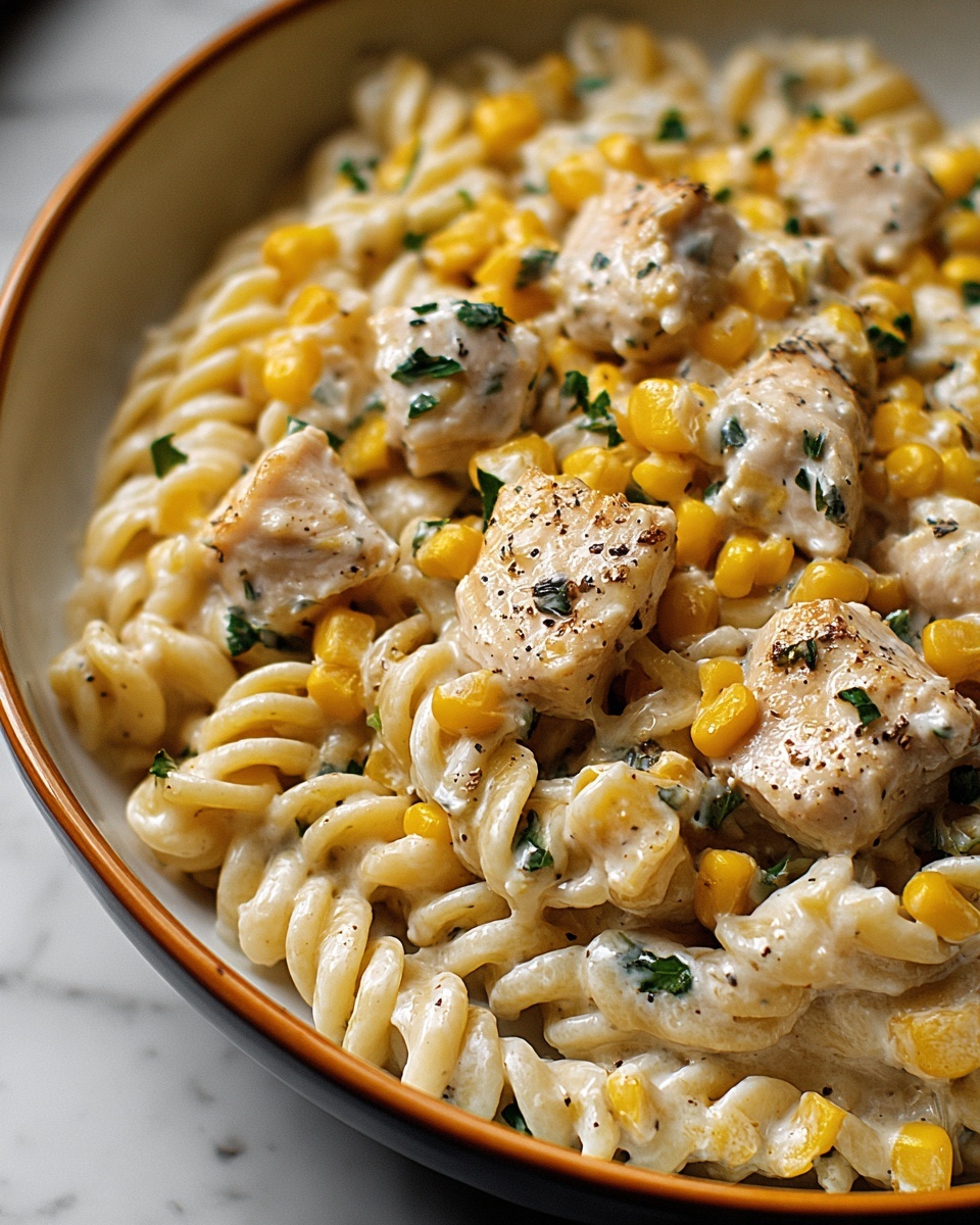 Creamy Chicken and Corn Pasta Recipe - Recipe Image