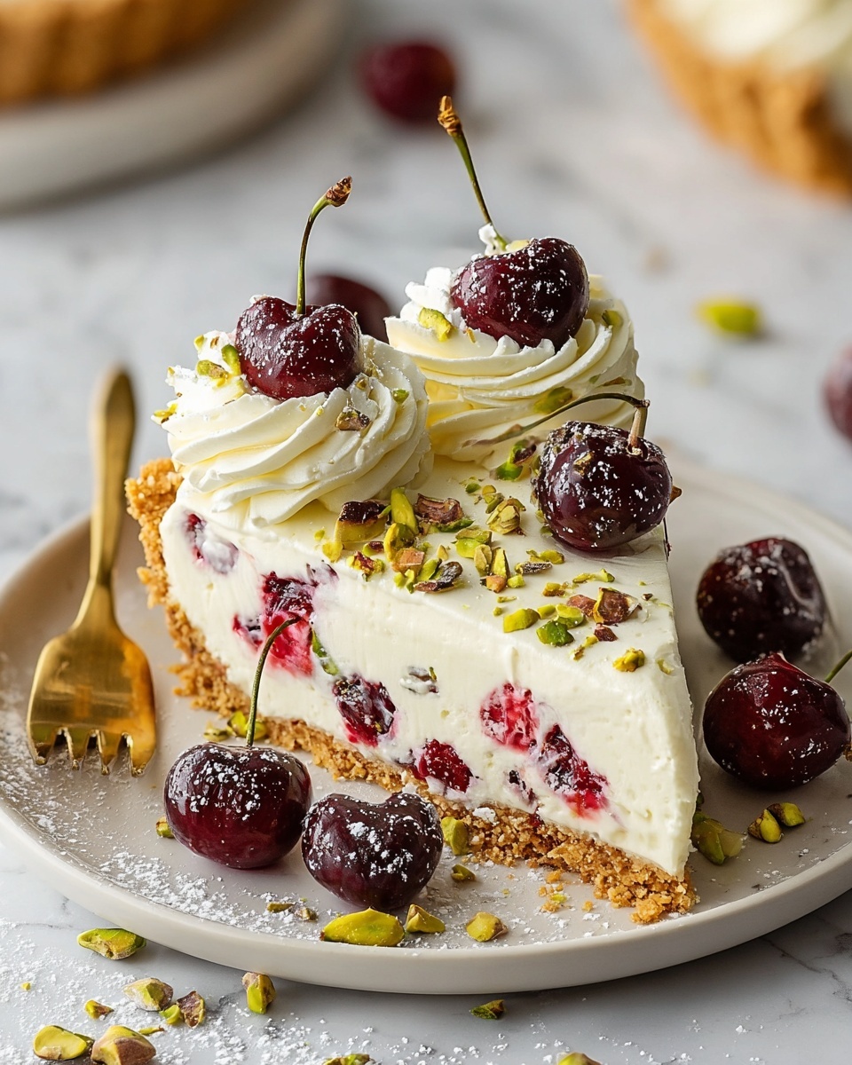 Luscious Lemon-Lime Cherry Pistachio Cheesecake Recipe - Recipe Image