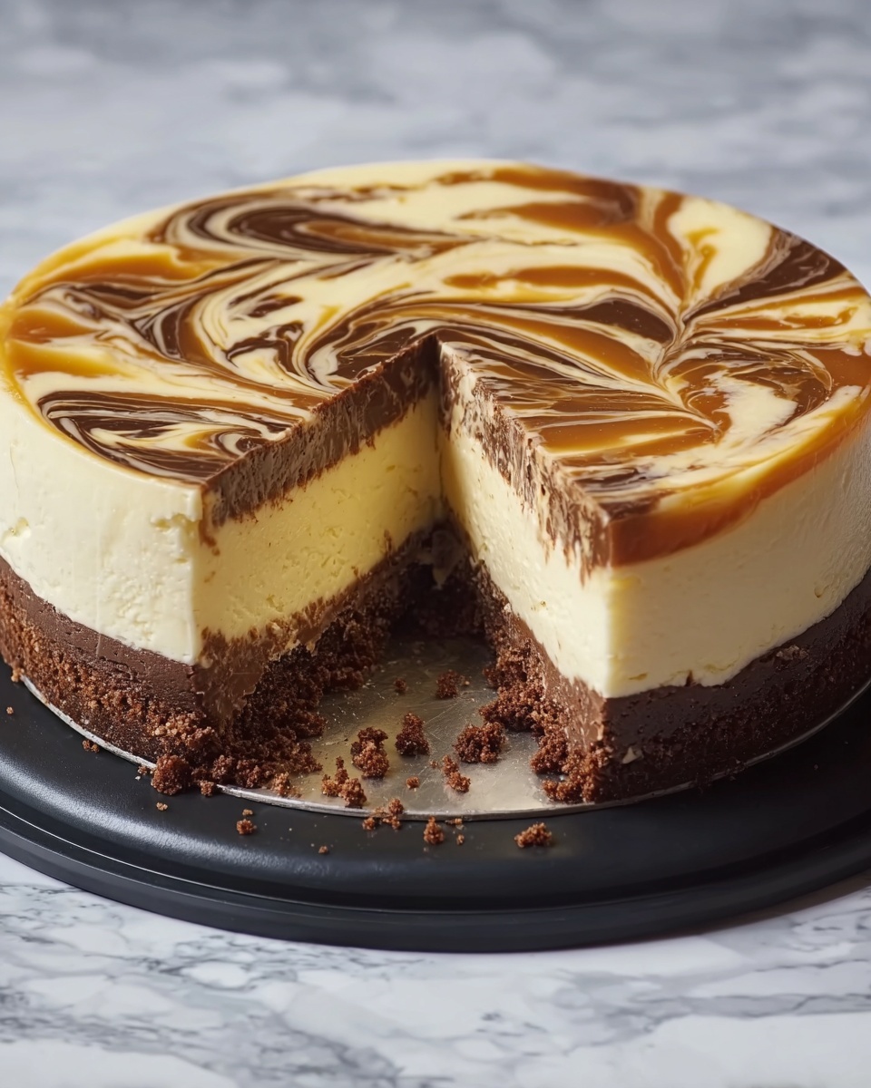Indulgent Swirled Caramel Cheesecake Recipe - Recipe Image