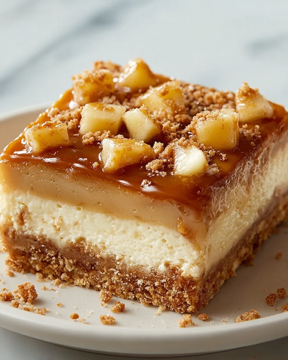 Salted Caramel Apple Cheesecake Bars Recipe - Recipe Image
