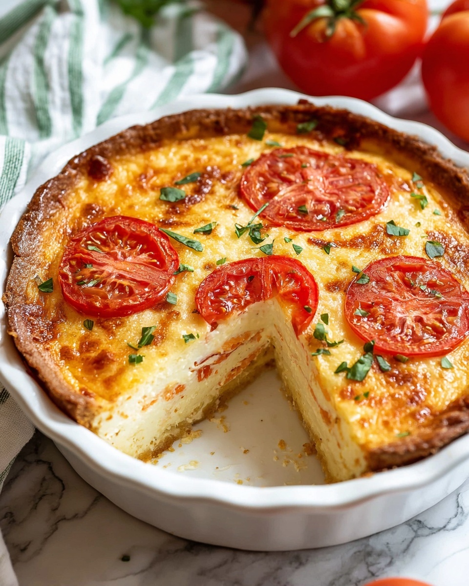 Creamy Tomato Pie with Cheddar and Parmesan Recipe - Recipe Image