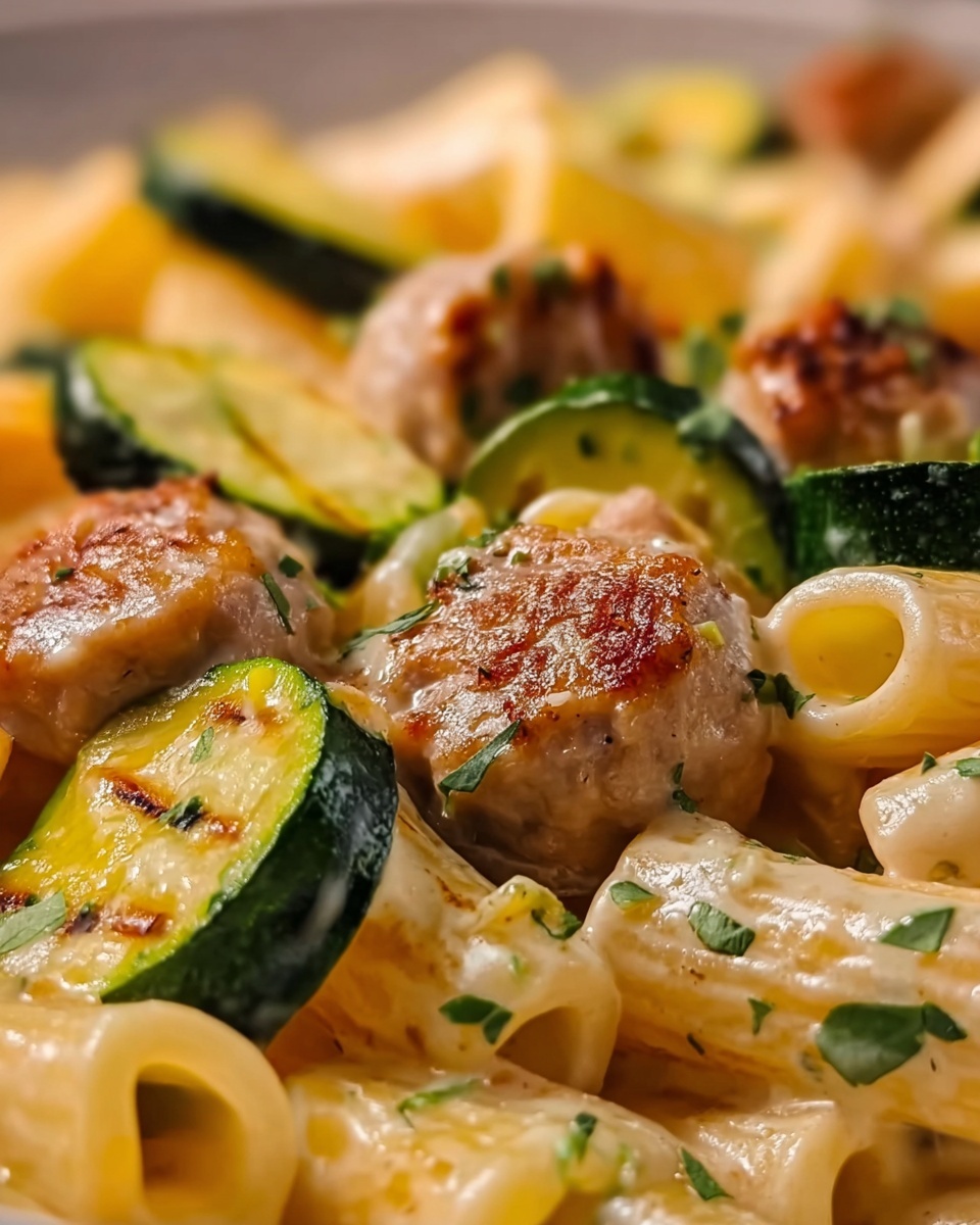 Chicken Sausages with Zucchini, Tomato, and Pasta Recipe - Recipe Image