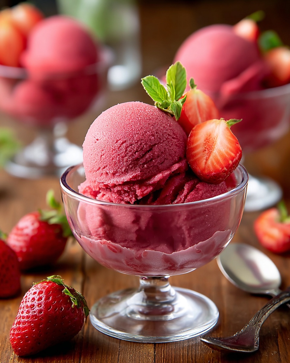 Homemade Strawberry Sorbet Recipe - Recipe Image